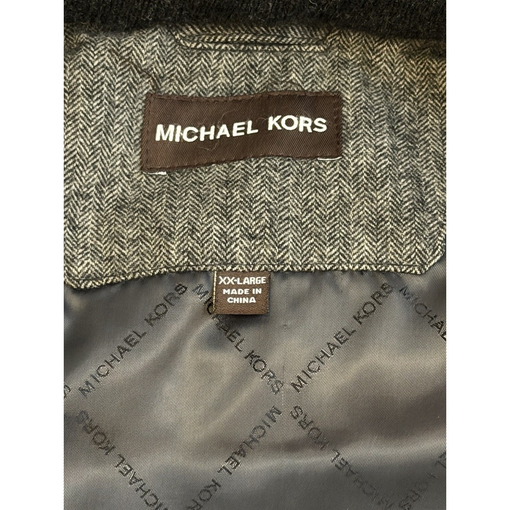Michael Kors Full Zip Herringbone Wool Gray Black Down Puffer Vest  Men XXL‎ - Picture 3 of 6